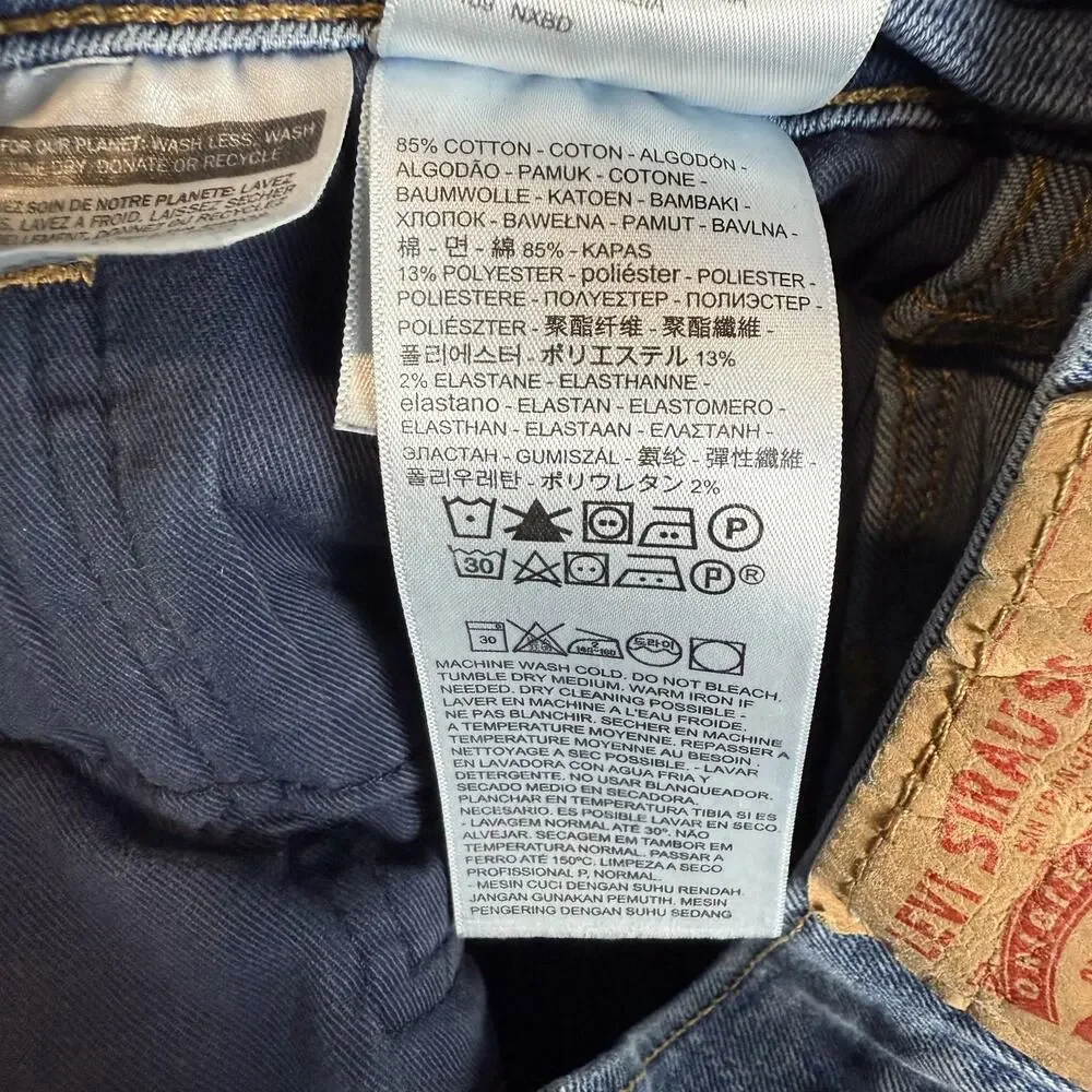 Levi's Jeans Mens 32x31 Blue Denim Stretch‎ Distressed Workwear Fit Straight Leg